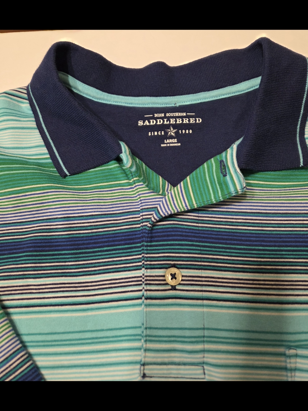 Saddlebred Men's Striped Polo Shirt in Teal & Navy